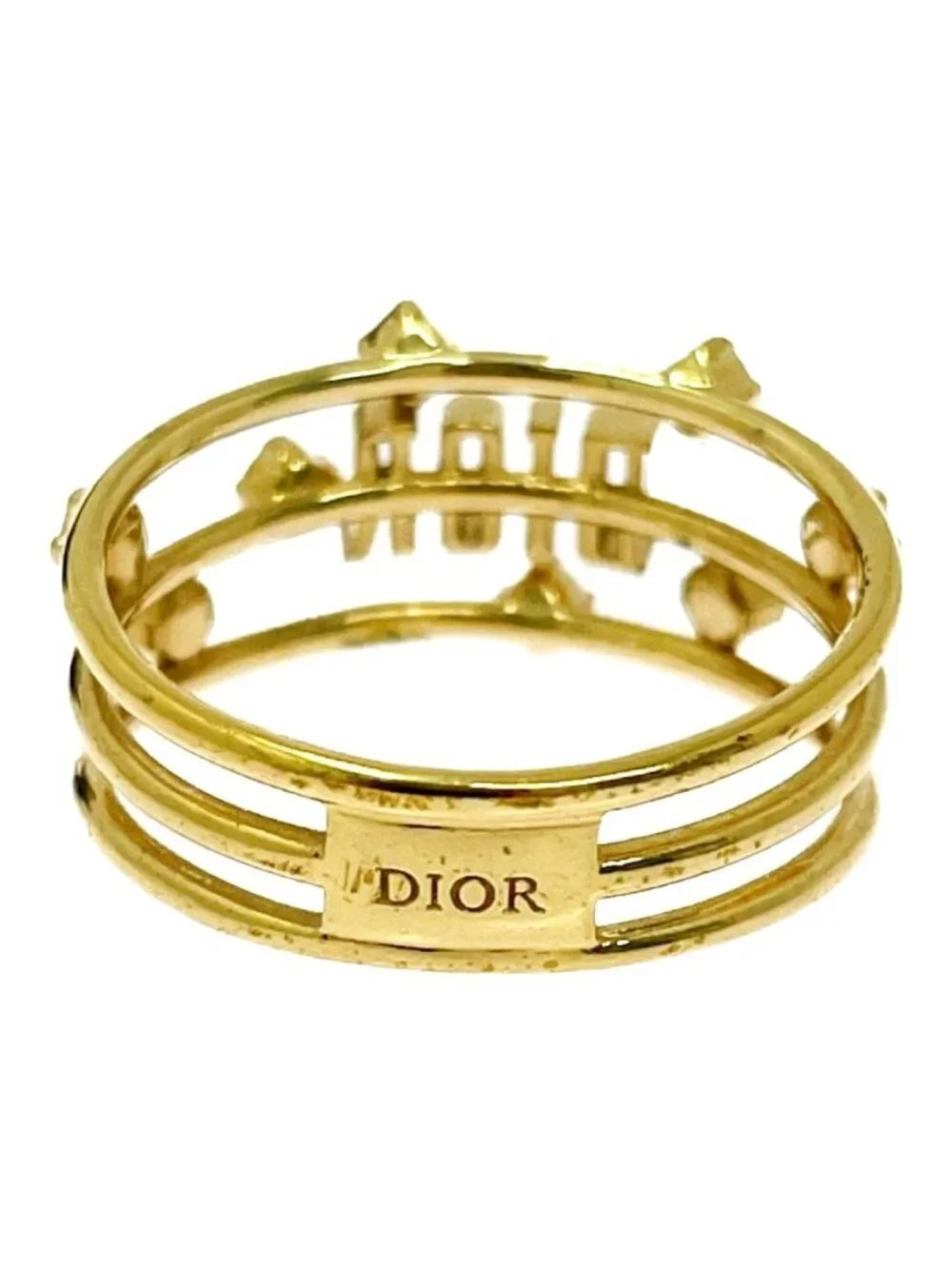 Dior Rhinestone Logo Ring Gold